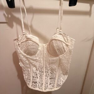 Garage Top White Lace Corset Top Size S